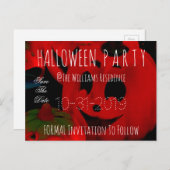 Aangepaste Halloween Party Bewaar de datum Pompoen Aankondigingskaart (Voorkant / Achterkant)