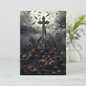 Aangepaste Halloween Party Gothic Skulls Graveyard Kaart (Staand voorkant)