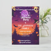 Aangepaste Halloween Party met schedels en Paarse Kaart (Staand voorkant)