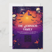 Aangepaste Halloween Party met schedels en Paarse Kaart (Achterkant)