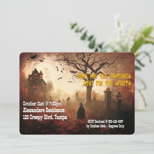 Aangepaste Halloween Party Nodig Graveyard uit Kaart (Staand voorkant)