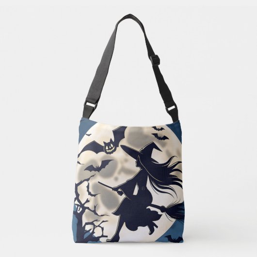 Aangepaste Halloween Tassen, Womens Heks Riding Br Crossbody Tas (Voorkant)