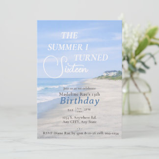 Aangepaste Hamptons Geïnspireerde Sweet Sixteen Ve Kaart