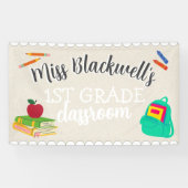 Aangepaste Hand Geschreven Leraar Naam Klaslokaal Spandoek (Horizontaal)