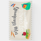 Aangepaste Hand Geschreven Leraar Naam Klaslokaal Spandoek (Verticaal)