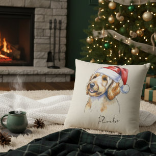 Aangepaste Hand Getekend Kerst Gouden Doodle Portr Kussen