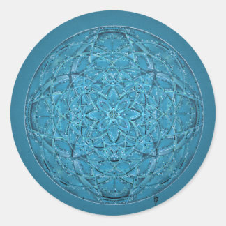 Aangepaste hand getekende blauwe mandala ronde sticker