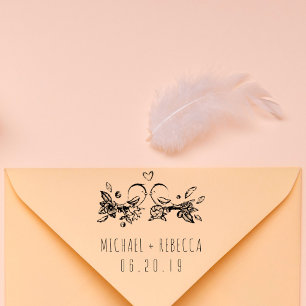 Aangepaste Hand-getekende Tortelduifjes Couple's N Rubberstempel