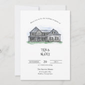 Aangepaste hand getrokken illustratie bruiloft kaart (Voorkant)