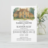 Aangepaste Hand getrokken Venue Illustratie Huweli Kaart (Staand voorkant)