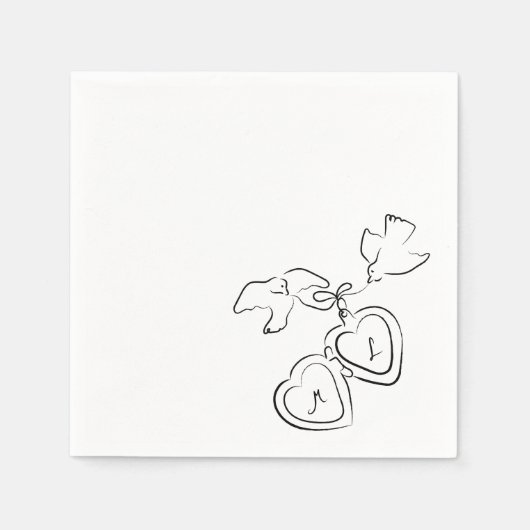 Aangepaste Hand Getrokken Wedding Sketch Cocktail  Servet (Voorkant)