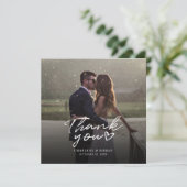 Aangepaste Hand-Lettered Wedding Foto Bedankkaart (Staand voorkant)