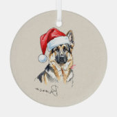 Aangepaste Hand Tekening Duitse Herder Portret Glas Ornament (Achterkant)