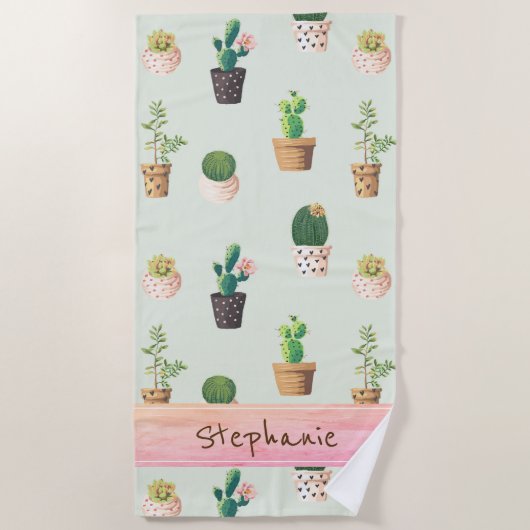 Aangepaste handdoek voor Cactus Print Beach (Voorkant)
