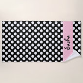 Aangepaste handdoek voor zwarte en witte poka-dots (Voorkant)