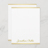 Aangepaste handgeschreven gouden script tekst Sjab Notitiekaartje (Voorkant / Achterkant)