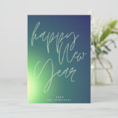 Aangepaste handgeschreven Happy Nieuwjaar gradiënt Feestdagenkaart (Staand voorkant)