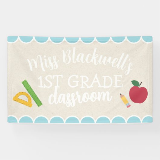 Aangepaste handgeschreven lerarennaam Classroom Sc Spandoek (Horizontaal)