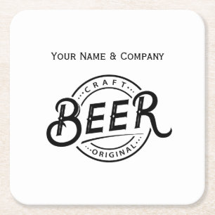 Aangepaste handgeschreven Logo Beer Paper Onderzet Vierkante Kartonnen Onderzetter