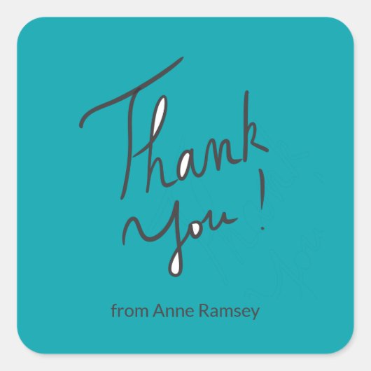Aangepaste handgeschreven script minimalist Bedank Vierkante Sticker (Voorkant)