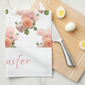 Aangepaste handgeschreven Waterverf roze Script Ro Theedoek (Quarter Fold)