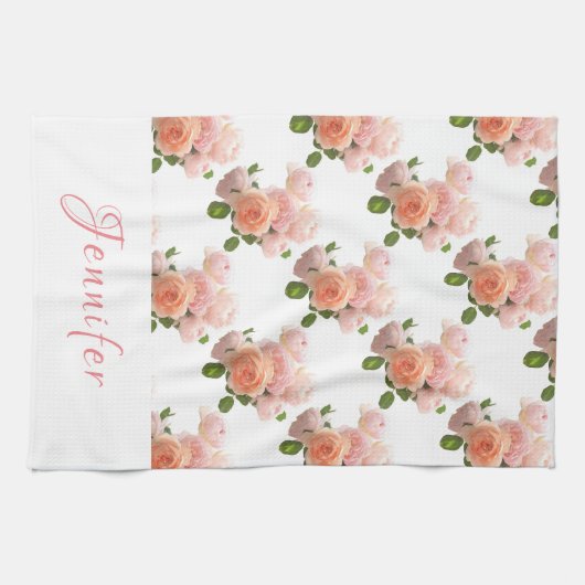 Aangepaste handgeschreven Waterverf roze Script Ro Theedoek (Horizontaal)