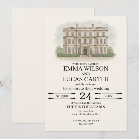 Aangepaste handgetekende illustratie van de locati kaart (Voorkant / Achterkant)