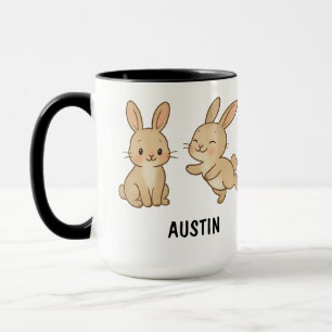Aangepaste handgetekende knuffel konijn koffie mok