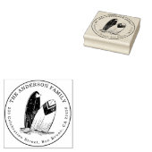 Aangepaste handgetekende surfplanken rond retourad 	rubberstempel (Gestempeld)