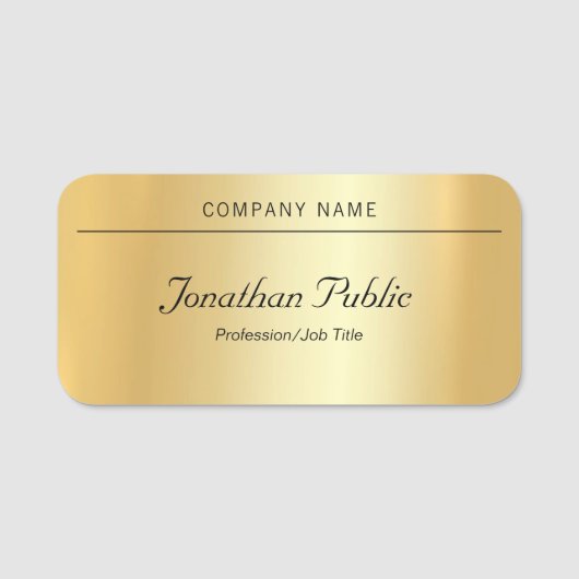 Aangepaste handschrift Script Modern Elegant Gold Naamplaatje (Voorkant)