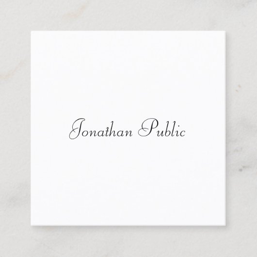Aangepaste handschriftenscript elegante eenvoudige vierkante visitekaartje (Voorkant)