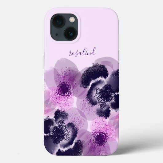 Aangepaste handtekening Roze Bloemige Monogram Case-Mate iPhone Case (Achterkant)