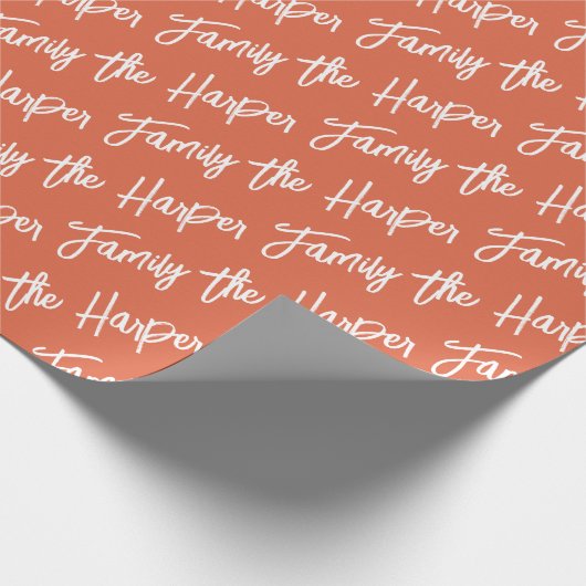 Aangepaste handtekening van familie Modern script Cadeaupapier (Hoek)