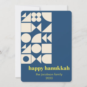 Aangepaste Hanukkah Blauwe Geometrische Moderne Un Feestdagenkaart