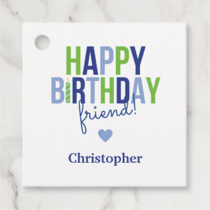 Aangepaste Happy Birthday Blauw Groen Cadeau Label