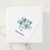 Aangepaste Happy Birthday Blauw Groen Cadeau Label (In situ)