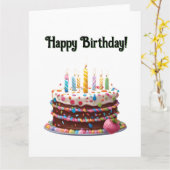 Aangepaste Happy Birthday Cake Bag Gift Party Kaart (Gele Bloem)