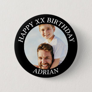 Aangepaste Happy Birthday Foto en leeftijd Naam Ronde Button 5,7 Cm