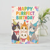 Aangepaste Happy Birthday Kaart met Schattigee kat (Staand voorkant)