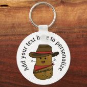 Aangepaste Happy Cowboy Aardappel Sleutelhanger (Voorkant)