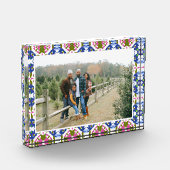 Aangepaste Happy Green Bright Blue Kerst Keepsake Fotoblokken (Links)