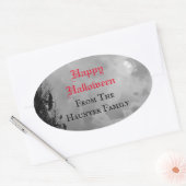 Aangepaste Happy Halloween-sticker met volle maan Ovale Sticker (Envelop)
