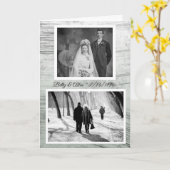 Aangepaste Happy Jubileum Toen en Nu Foto's Kaart (Gele Bloem)