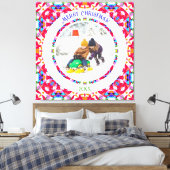 Aangepaste Happy Red Bright Green Christmas Keepsa Canvas Afdruk (Insitu (Slaapkamer))