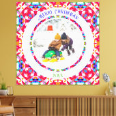 Aangepaste Happy Red Bright Green Christmas Keepsa Canvas Afdruk (Insitu (Woonkamer))