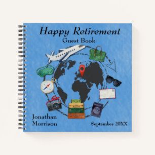 Aangepaste Happy Retirement Travel Thema Gast Notitieboek