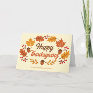Aangepaste Happy Thanksgiving Bladeren Krans Feestdagen Kaart