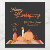 Aangepaste Happy Thanksgiving-flesetiket Wijn Etiket (Enkel label)