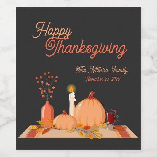 Aangepaste Happy Thanksgiving-flesetiket Wijn Etiket (Enkel label)