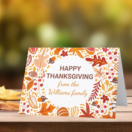 Aangepaste Happy Thanksgiving-herfstleien gevouwen Feestdagen Kaart